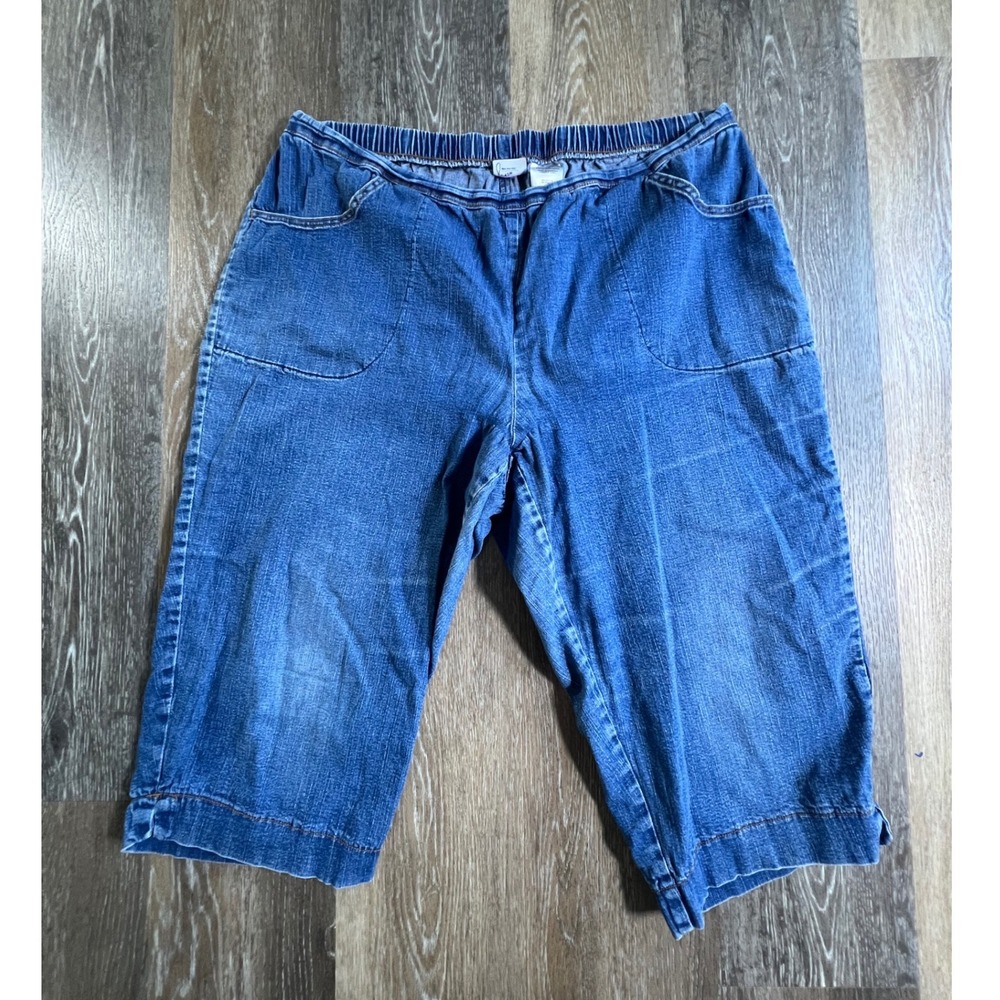 Just My Size Capri Pants Womens 2X Blue Elastic Waist Stretch Denim Cropped Jean